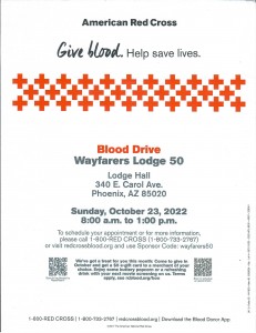 Oct 22 Blood Drive 231x300 Autumn Blood Drive Wayfarers Lodge #50 